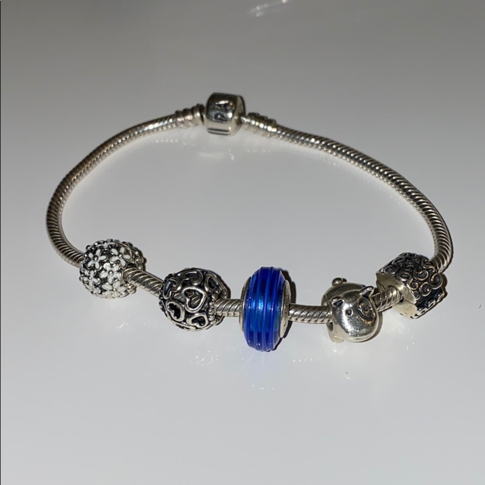 Pandora bracelet with locks and charms
